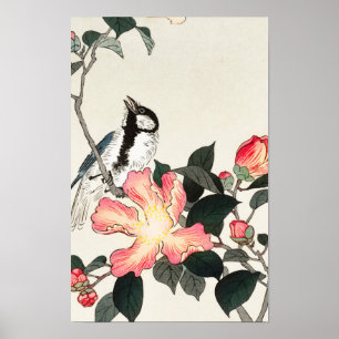Poster Grand coup sur les fleurs roses par Ohara Koson