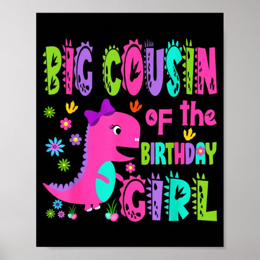 Poster Grand cousin de la fille d'anniversaire saurus rex (Devant)