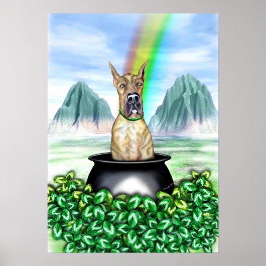 Poster Grand Dane Brindle Pot O Or (Devant)