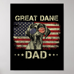 Poster Grand Dane Papa Amoureux de les chiens Drapeau Amé