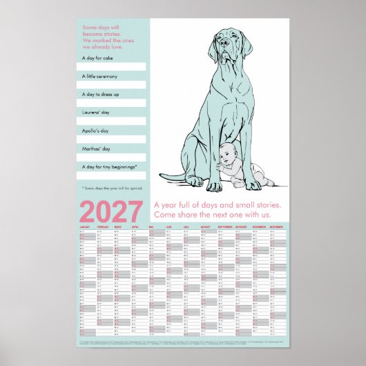 Poster Grand Danois Calendrier Message Caché 2027 (Devant)