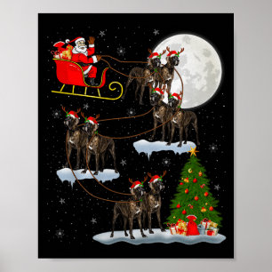Poster Grand Danois Chien Père Noël Traîneau Volant Drôle