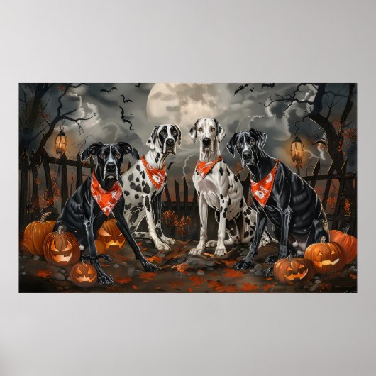 Poster Grand Danois Halloween Épouvantable (Devant)