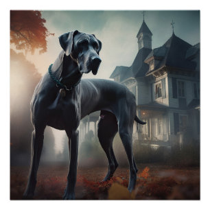 Poster Grand Danois Halloween Épouvantable