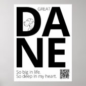 Poster Grand Danois noir et blanc Minimal (Devant)