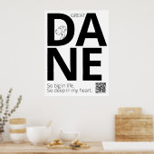 Poster Grand Danois noir et blanc Minimal (Cuisine)