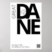 Poster Grand Danois noir et blanc Minimal (Devant)