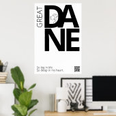 Poster Grand Danois noir et blanc Minimal (Bureau à domicile)
