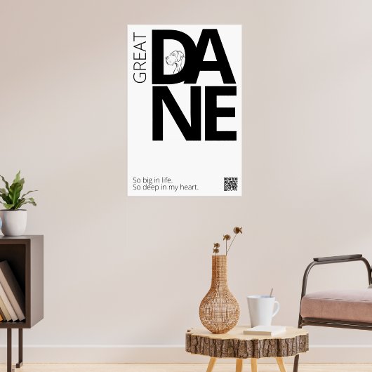 Poster Grand Danois noir et blanc Minimal (Salon 3)