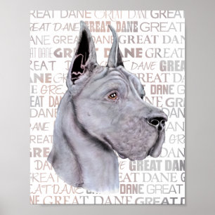 Poster Grand Danois Show Colors Bleu