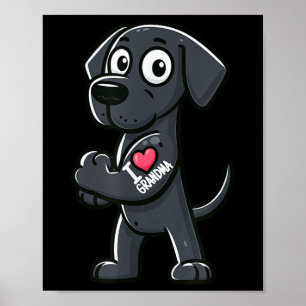Poster Grand Danse J'Aime Grand-Mère Funny Chien Tattoo