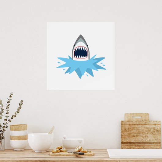 Poster Grand dessin de requin blanc (Cuisine)