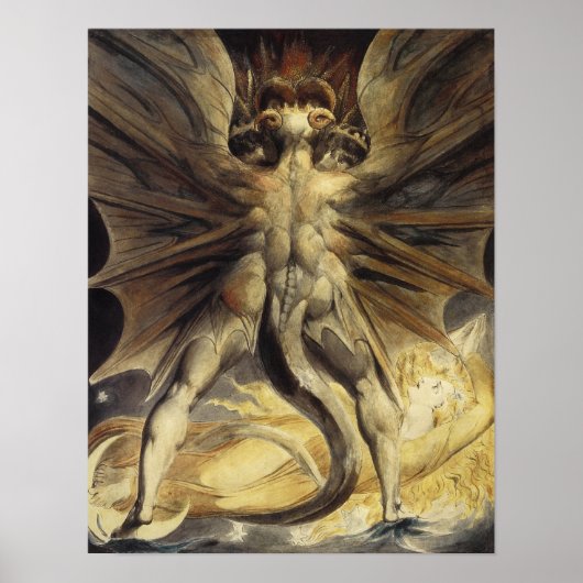 Poster Grand dragon rouge par William Blake (Devant)
