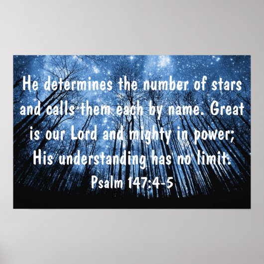 Poster Grand est notre Seigneur verset de la Bible Psaume (Devant)