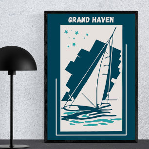 Poster Grand Haven dans le Michigan - Voile Vintage