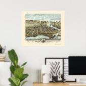 Poster Grand Haven, MI Carte panoramique - 1874 (Bureau à domicile)