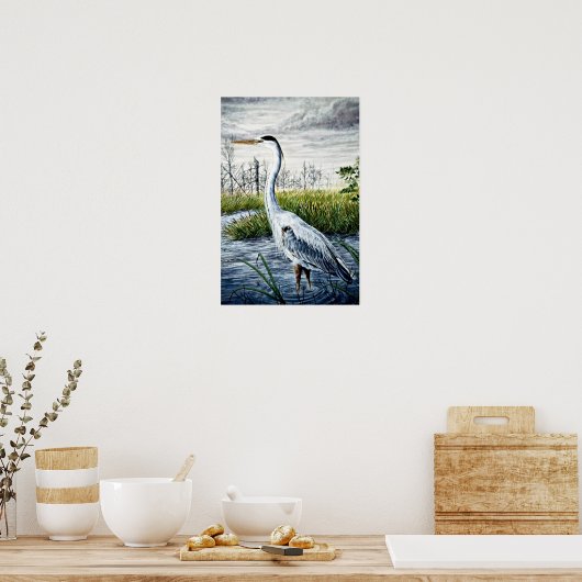 Poster Grand héron bleu (Cuisine)