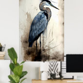 Poster Grand héron bleu (Bureau à domicile)