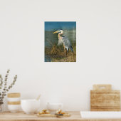 Poster Grand Héron bleu à l'étang (Cuisine)