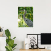 Poster Grand Héron Bleu Dans l'étang (Bureau à domicile)