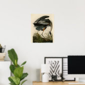 Poster Grand Héron bleu d'Audubon Marais Oiseau (Bureau à domicile)