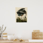 Poster Grand Héron bleu d'Audubon Marais Oiseau (Cuisine)