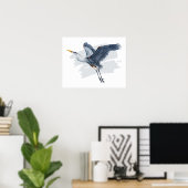 Poster Grand Héron bleu en vol (Bureau à domicile)