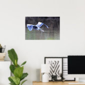 Poster Grand Héron Bleu en Vol (Bureau à domicile)
