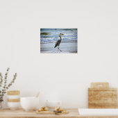 Poster Grand héron bleu sur la plage (Cuisine)