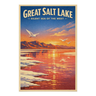 Poster Grand Lac Salé, Utah, États-Unis, dans un classiqu