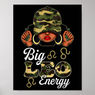 Poster Grand Leo Énergie Femme Noire Camouflage Astrologi