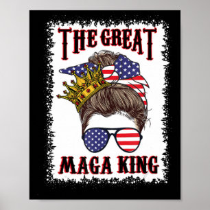 Poster Grand Maga roi le de juillet Messy Bun USA Drapeau