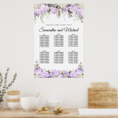 Poster Grand Mariage Floral Violet 6 tables (Cuisine)