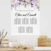 Poster Grand Mariage Floral violet à 5 tables (Cuisine)