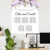 Poster Grand Mariage Floral violet à 5 tables (Bureau à domicile)