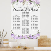 Poster Grand Mariage Floral violet à 7 tables (Cuisine)
