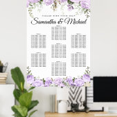 Poster Grand Mariage Floral violet à 7 tables (Bureau à domicile)