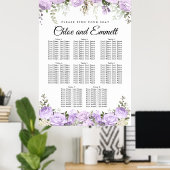 Poster Grand Mariage Floral Violet à 8 tables (Bureau à domicile)