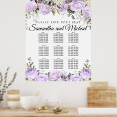Poster Grand Mariage Floral Violet à 9 tables (Cuisine)