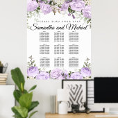 Poster Grand Mariage Floral Violet à 9 tables (Bureau à domicile)