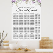 Poster Grand Mariage Floral violet de 20 tables (Cuisine)