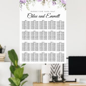 Poster Grand Mariage Floral violet de 20 tables (Bureau à domicile)