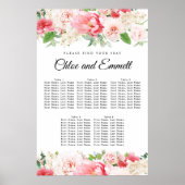 Poster Grand Mariage rose Floral 5 tables (Devant)