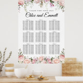 Poster Grand Mariage rose Floral à 9 tables (Cuisine)