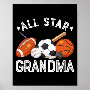 Poster Grand-mère All Star du garçon du jour de naissance