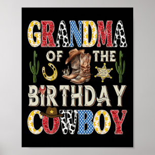 Poster Grand-Mère De L'Anniversaire Cowboy Rodeo Western