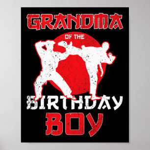 Poster Grand-Mère De L'Anniversaire Karate Taekwondo Boy 
