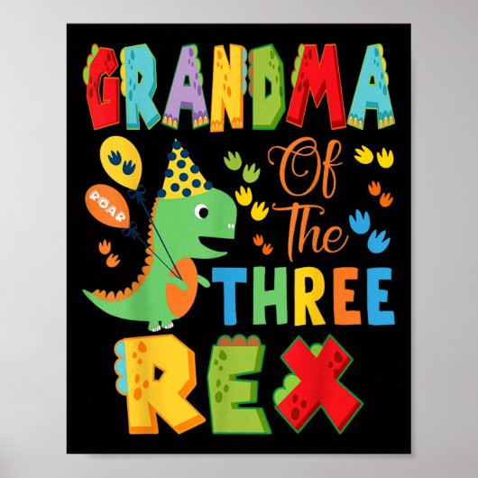 Poster Grand-mère des trois Rex 3e anniversaire garçon Di (Devant)