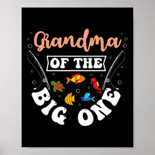 Poster Grand-mère du gros poisson fête d'anniversaire de