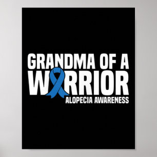Poster Grand-mère d'un guerrier Bleu Ruban Alopecia Lauré